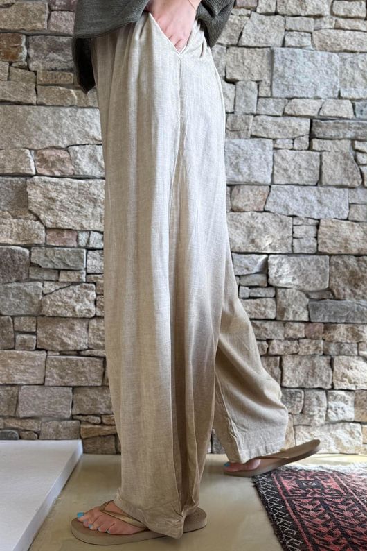 Lindin Linen Blend Dart Barrel Pant Washed Sandstone